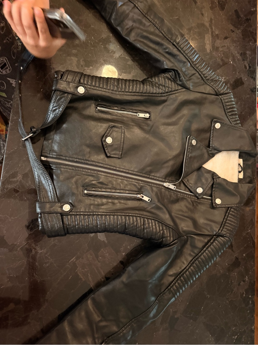 Black Leather Jacket - size small women